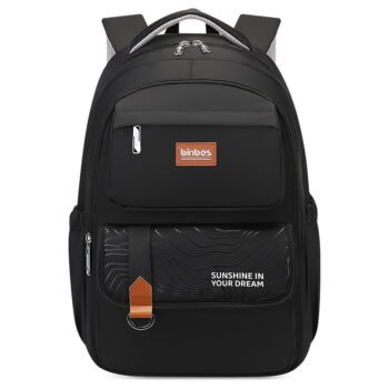 Binnes Black Laptop Backpack with USB Port Large Travel School Work Bookbag