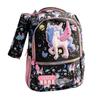 Unicorn Kids School Backpack with Pencil Case | Lightweight Book Bag for Girls