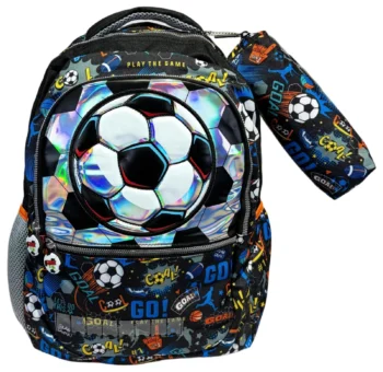 Kids Soccer Backpack with Pencil Case – Football School Bag for Boys