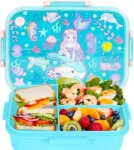 Mermaid Kids Bento Lunch Box with Compartments BPA-Free Leakproof School Food Container