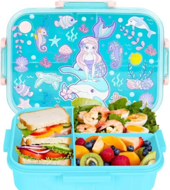 Mermaid Kids Bento Lunch Box with Compartments BPA-Free Leakproof School Food Container