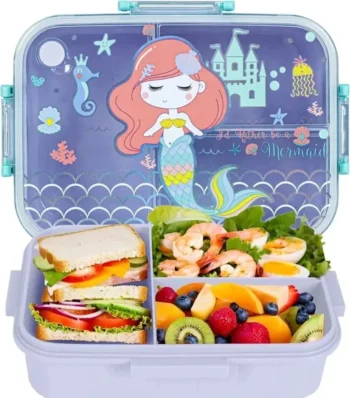 Mermaid Kids Bento Lunch Box with Compartments BPA-Free Leakproof School Food Container
