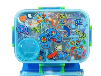 Video Game Lunch Box for Kids BPA-Free Bento Food Container with Compartments & Dip Cup