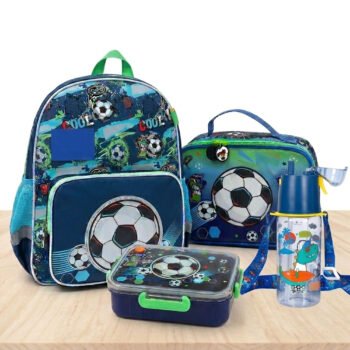 Football School Backpack Set for Kids with Lunch Bag and Water Bottle