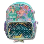 Mermaid Kids Backpack with Clear Front Pocket & Personalized Name Tag School Bag