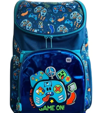 Video Game Print Kids Backpack | Durable Boys Bookbag with Organizer Pencil Case