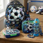 Kids Football Backpack Combo with Lunch Box & Reusable Water Bottle
