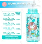 Kids Mermaid Water Bottle with Straw & Carry Strap BPA Free Leakproof School Sports Bottle (5)