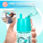 Kids Mermaid Water Bottle with Straw & Carry Strap BPA Free Leakproof School Sports Bottle (1)