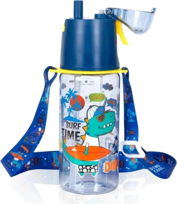 Dinosaur Kids Water Bottle BPA Free Leakproof Flip Straw Drinking Bottle for School and Travel