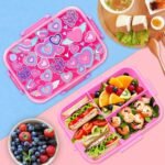 Kids Pink Heart Bento Lunch Box with 3 Compartments Leakproof Food Storage Container (6)