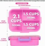 Kids Pink Heart Bento Lunch Box with 3 Compartments Leakproof Food Storage Container (6)