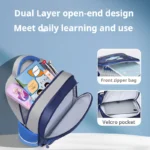 Kids Robot School Backpack with Pencil Case Lightweight Elementary Book Bag Blue (3)