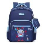 Kids Robot School Backpack with Pencil Case Lightweight Elementary Book Bag Blue (3)