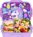 Kids Unicorn Bento Lunch Box with 4 Compartments Leakproof Food Storage Container (1)