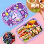 Kids Unicorn Bento Lunch Box with 4 Compartments Leakproof Food Storage Container (1)