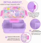 Kids Unicorn Bento Lunch Box with 4 Compartments Leakproof Food Storage Container (1)