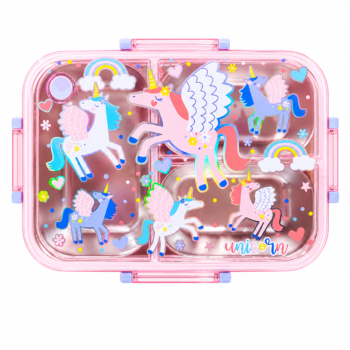 Kids Unicorn Bento Lunch Box with Compartments BPA-Free Leakproof School Food Container