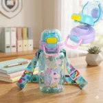 Kids Unicorn Water Bottle with Straw Leakproof BPA Free School Sports Bottle with Carry Strap (6)