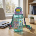 Kids Unicorn Water Bottle with Straw Leakproof BPA Free School Sports Bottle with Carry Strap (6)