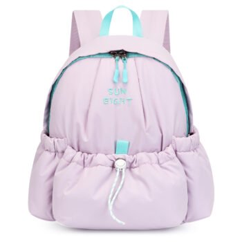 Lightweight Pastel School Backpack for Girls Casual Travel Daypack with Side Pockets Pink
