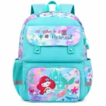 Mermaid Kids School Backpack Lightweight Waterproof Bookbag for Girls with Side Pockets