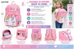 Mermaid Kids School Backpack Lightweight Waterproof Bookbag for Girls with Side Pockets (11)