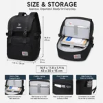 Multifunction Laptop Backpack Lightweight School Travel Work Bag – Black (1)