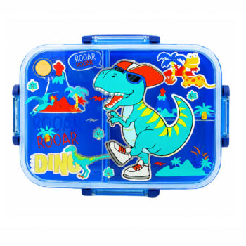 Dinosaur Lunch Box for Kids Reusable Leakproof Bento Snack Container with 3 Compartments