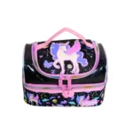 Axyn Unicorn Black Double Layer Insulated Lunch Bag Large Thermal Tote for School & Travel